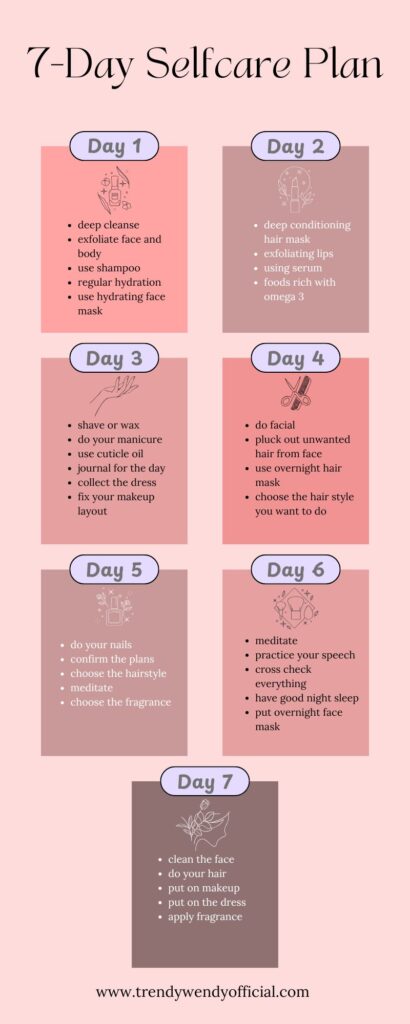 7-Day Selfcare Plan infographics for Valentine's day